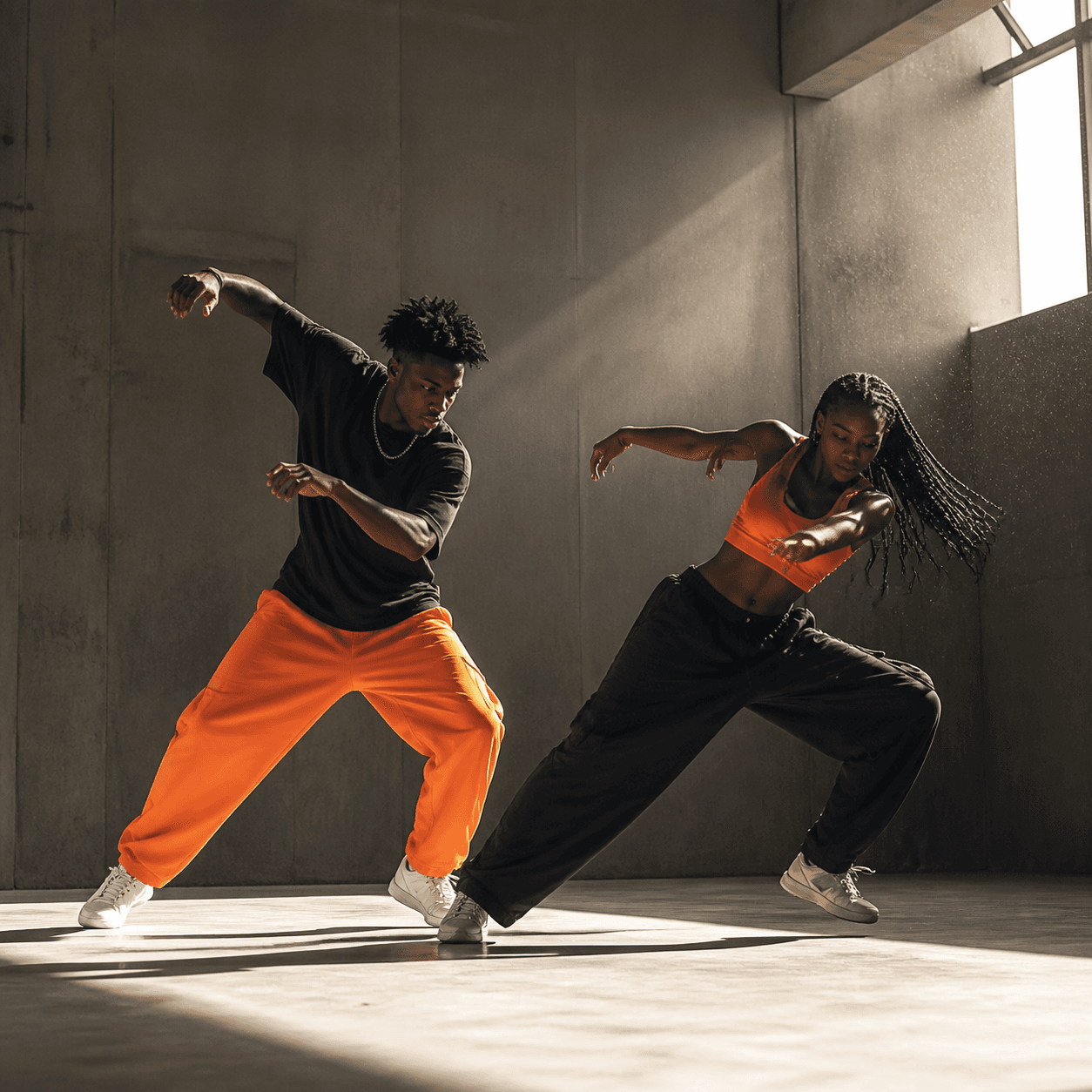 Duo de danseurs amapiano en mouvement
